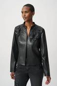 Embellished Foiled Suede Jacket - Black image