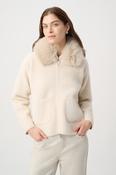 Detachable Faux Fur Collar Jacket - Birch image