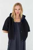 Short Sleeve Jacket with Hood - Dark Denim