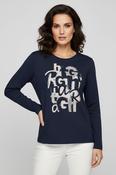 Centre Script Long Sleeve Top - Navy image