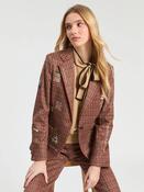 Houndstooth Embroidered Jacket - Brown