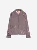 Sherlock Embroidered Houndstooth Jacket - Brown and Blue