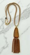 Bead Tassel Necklace - Brown image