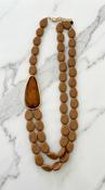 Long Pebble Necklace - Brown image