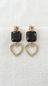 Diamonte Heart Earring - Black image