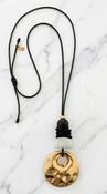 Pendant Rope Necklace - BLACK and GOLD image