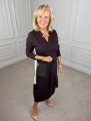 Contrast Stripe Dress - Brown image