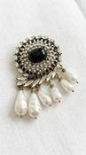 Diamonte and Pearl Brooch - Black image