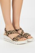 Velcro Low Wedge Sandal - Leopard Print image