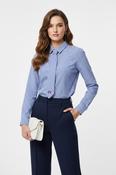 Stripe Blouse with Necktie - Navy