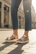 Low Wedge Velcro Strap Sandal - Champagne image