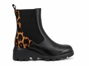Leopard Print Detail Ankle Boot - Black image