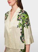 Pattern Satin Blouse - Bright Ecru