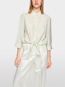 Satin Tie Blouse - Bright Ecru image