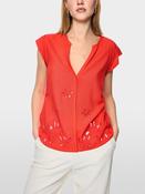 Top with Broderie Anglaise - Bright Tomato image