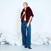 Short Faux Fur Hooded Jacket - Red image