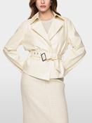 Leather Look Jacket with Belt - Bright Ecru image