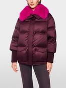 Padded Jacket with Faux Fur Collar - Winetasting image