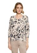 Animal print V Neck Knit - Grey and Beige image