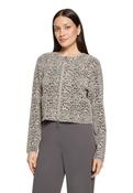 Animal Print Zip Cardigan - Grey and Beige image