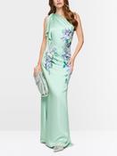 Floral One Shoulder Dress - Misty Jade image