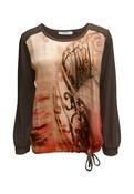 Satin Front Blouse - Brown