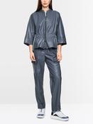 Leather Look Drawstring Waist Jacket - Grisaille