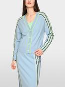 Cardigan with Stripe Sleeve - Niagara Mist