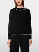 Light Wool Sweater with Contrast Trim - Black &amp; White