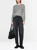 Light Wool and Cashmere Sweater with Lettering- Grey