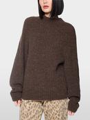 High Neck Ribbed Sweater - Seal Brown