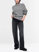 High Neck Ribbed Sweater - Grey