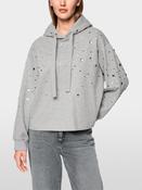 Hooded Sweater with Jewels - Grey
