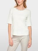 Pattern Trim Top - Off White image