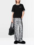 Top with Snakeskin Print Trim - Black