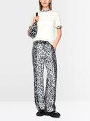 Animal Print Trim Top - Off White