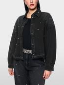 Denim Blouse with Gems - Black image
