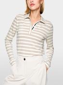 Stripe Long Sleeve Polo Top - Champagne Gold image