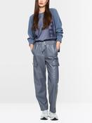 Cargo Leather Look Pant - Grisaille