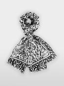 Animal Print Silk Scarf - White &amp; Black image