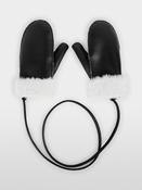 Faux Leather Mittens - Black image