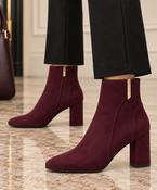 Block Heel Ankle Boot - Mulberry image
