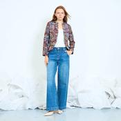 Paisley Jacquard Collarless Jacket - Bordeaux image