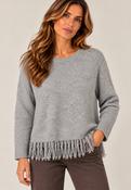 Sweater with Fringe Hem - Grey image