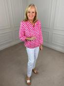 Collared Print Blouse - Pink and White image
