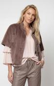 Faux Fur Short Sleeve Jacket - Taupe image