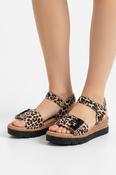 Animal Print Low Wedge Sandal - BLACK and GOLD image