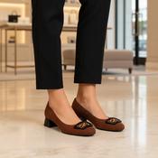 Low Block Heel Shoe - MOCCA