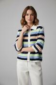 Stripe Short Sleeve Cardigan - Nature image