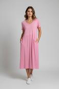 Jersey Panel Linen Dress - Pink image
